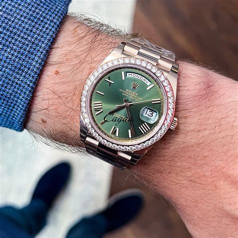 rolex gold green face day date|Rolex Day-Date ref 228235.